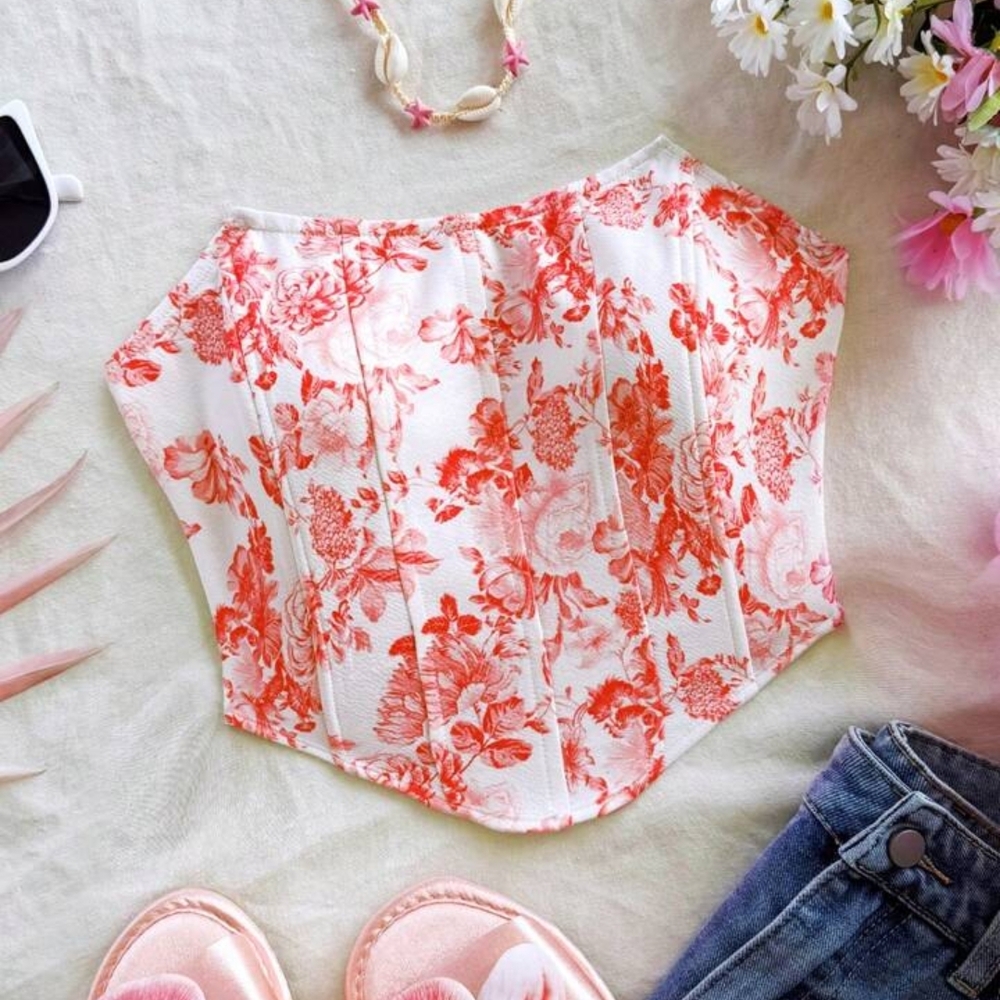 SHEIN Pink and White Floral Top